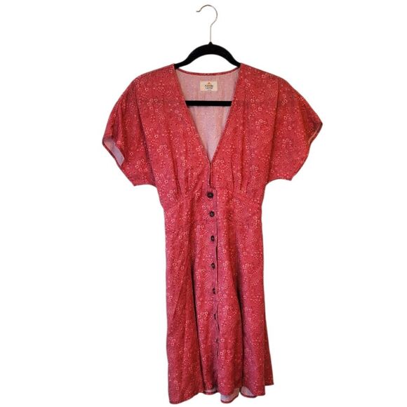 Marine Layer Women's Red Floral Camila Button Front Dress Size M - Picture 1 of 5
